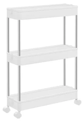 Productafbeelding van 3 rekken rolwagen - Keukenwagen - Smal - Op wielen - Multifunctioneel - 60 x 35 x 13 cm