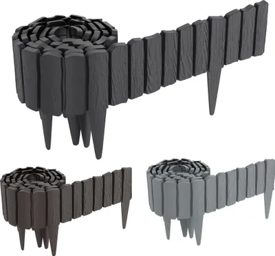 Image de JOIEYOU Bordure de pelouse plastique imitation bois Bordure de massif avec plots de 10 cm imitant le grain du bois Bordure de tonte Palissade pour jardin (230cm, anthracite)
