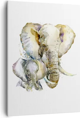Produktbild von Bild auf Leinwand - Leinwandbild - Einteilig - Elefanten tier safari afrika - 50x70cm - Wand Bild - Wanddeko - Wandbilder - Leinwanddruck - Wanddekoration - Leinwand bilder - Wandbild - PA50x70-2884