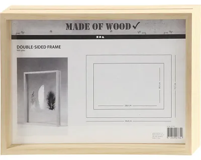 Immagine prodotto di Cornice bifacciale, A4, dimensioni 22,1x30,8 cm, profondità 4,5 cm, legno di pino, 1pz, dimensioni interne 20,1x28,8 cm