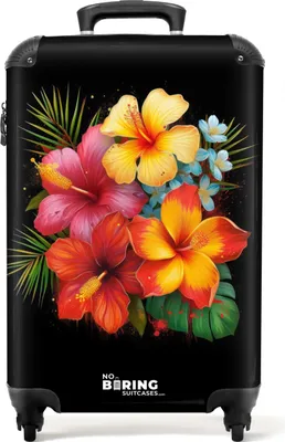 Produktbild von NoBoringSuitcases.com Hartschalen Handgepäck Koffer 55x35x20 cm, 36L, Sommerliche Graffiti: Blumen, Reisekoffer mit 4 Rollen