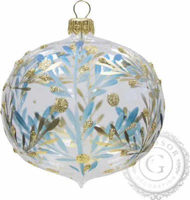 Produktbild von Weihnachtskugel Klar mit Blattdekor