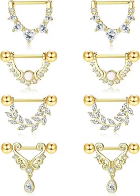 Productafbeelding van Nipple Piercing Sieraden 14G - 316L RVS Gouden Nipple Bars - Set van 4 - Perfect voor elke gelegenheid