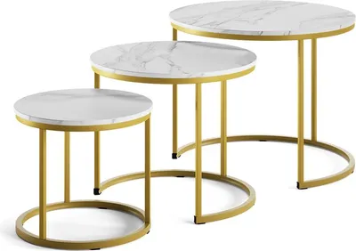 Productafbeelding van Salontafel set Vicco Montreal Wit/Goud 55 x 55 cm 3 delen, Model 57935