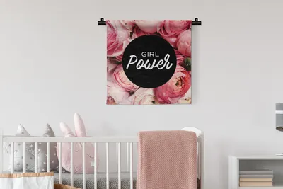 Produktbild von MuchoWow® Wandteppich Wandbehang Mädchenpower - Sprichwörter - Zitate 60x60 cm Tapisserie Dekoration Wandtuch - Dekorationen - Wand Decke