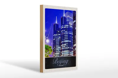 Produktbild von Holzschild Reise 20x30cm Beijing China Asien Hochhaus Urlaub