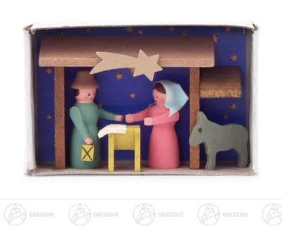 Produktbild von Miniatur Zündholzschachtel Krippe Breite x Höhe ca 5,5 cmx4 cm NEU