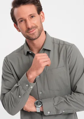 Zdjęcie produktu dla Ombre Clothing Koszula męska z długim rękawem Laeroth khaki M