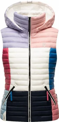 Produktbild von Navahoo Damen Weste Steppweste Übergangs Kapuze Steppjacke Shadaa Multikulti Dark1 Gr. 34 - XS
