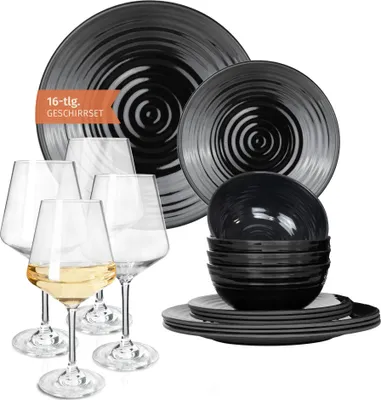 Productafbeelding van 2011647-Variation Geschirr Stone Dark Black + Milano Weißwein