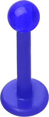 Produktbild von viva-adorno 1,2 x 8 x 3mm Labret Stecker Lippenpiercing Tragus Piercing Ohrpiercing Bioflex Kunststoff Z450, blau