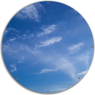 Produktbild von Wallario rundes Outdoor-Poster für Garten oder Balkon, Motiv Blauer Himmel mit vereinzelten Wolken, 60 cm Durchmesser