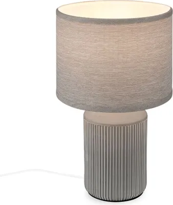 Produktbild von Briloner Ino Tischlampe, Stoffschirm, Kabelschalter, Keramikfuß, Grau, Ø22 x 37,5 cm
