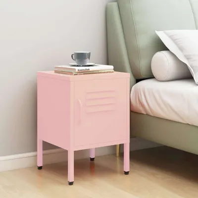Produktbild von vidaXL Nachttisch Rosa 35x35x51 cm Stahl - Nachttisch - Nachttische - Nachtkommode - Nachtkommoden
