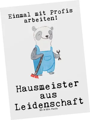 Produktbild von Mr. & Mrs. Panda Postkarte Hausmeister Leidenschaft - Weiß - Geschenk, Postkarten, Witzig, Facility Manager, Must Have, einzelkarte, Grußkarte, Lustig, Hausverwalter