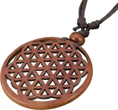 Produktbild von Ethno Holzschmuck, Halskette, Surferkette - Flower of Life 1, Braun, Ketten & Modeschmuck für den Hals