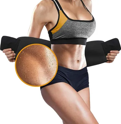 Produktbild von Waist Trimmer Belt, Sweat Wrap, Tummy Toner, Low Back and Lumbar Support with Sauna Suit Effect, Abdominal Trainer, Black