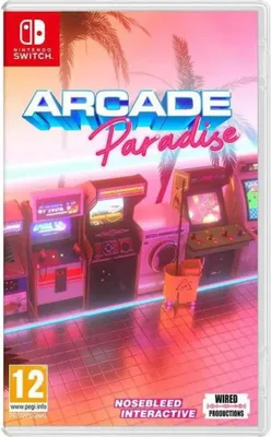 A Nintendo Switch game case for 'Arcade Paradise'.