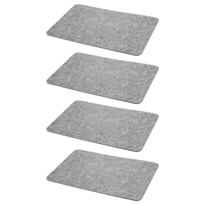 Produktbild von 4er Set Platzmatte Filz 44 x 30 cm Hellgrau Tischsets Untersetzer Rechteckig Tischmatten Platzsets Filzuntersetzer