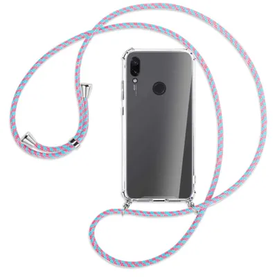 Produktbild von Handykette Backcover-Schutzhülle mit Band (Metall silberfarben) für Xiaomi Redmi Note 7 (Pro) - pink/mint