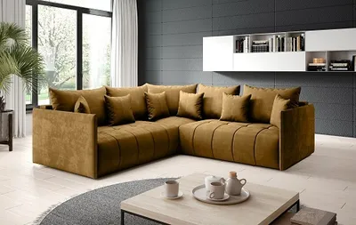 Produktbild von FURMEB24 - Ecksofa ASPEN L -245 x 225 cm, Sofa mit Schlaffunktion und Bettzeugablage, Ecksofa mit Kissen, Wohnzimmer, L-Sofa