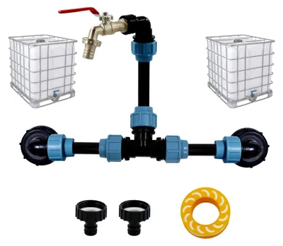 Produktbild von IBC-Anschluss-Set für 1-2 Regenwassertanks - mit 3/4" Schwanenhals, wahlweise mit oder ohne Containerauslauf
