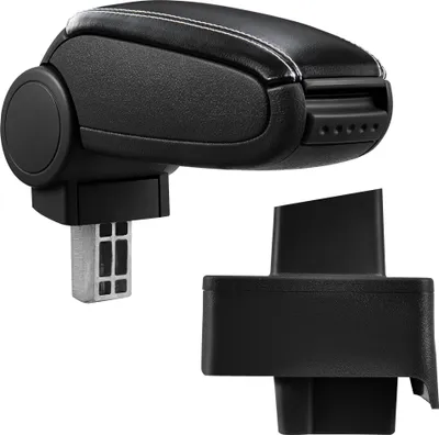 Immagine prodotto di [Bracciolo centrale, perfetto per Audi 80 (B3 e B4 costruite 1986 - 1995) - Audi 80 Cabrio (costruite 1991 - 2000) e Audi 90 (costruite 1987 - 1991) - bracciolo con vano portaoggetti - rivestimento - pelle artificiale nera con cuciture bianche
