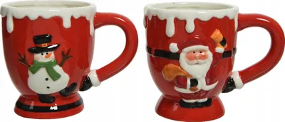 Produktbild von Tasse Keramik 10,5cm Weihnachtsmann & Schneemann Rot 1 Stück sort
