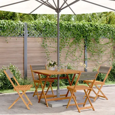 Produktbild von Maison Exclusive - 5-tlg. Garten-Essgruppe Polypropylen und Massivholz Grau
