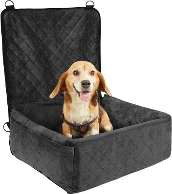 Image de Coussin pour chien, coussin confortable pour la voiture, avec housse de rangement, sangle de sécurité, rembourrage en mousse et coton PP, convient aux chiens de petite et moyenne taille jusqu'à 18 kg, noir