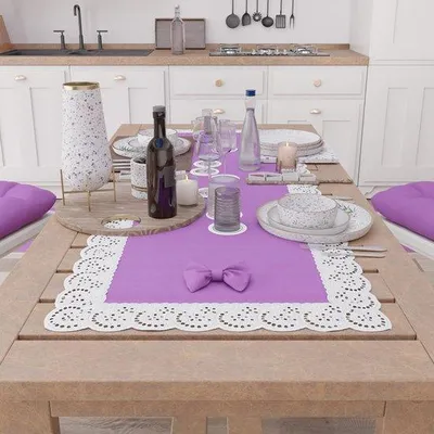 Immagine prodotto di Runner da tavola Azomor Elegante di Katoen con bordi, frange e lacci, 40 x 140 cm