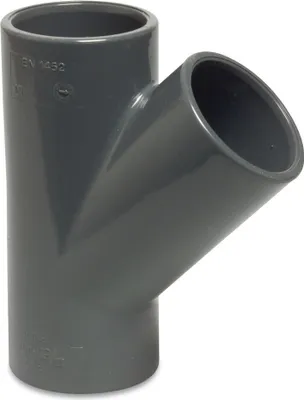 Produktbild von Mega T-Stück 45° PVC-U 63 mm Klebemuffe 10 bar, grau