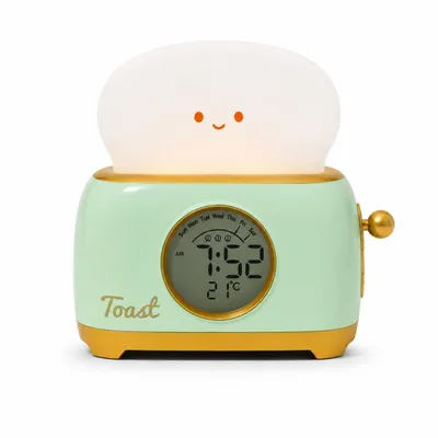 Produktbild von Kinder Wecker Toast LED Nachtlicht, aufladbar, Schlummerfunktion & Countdown, dimmbare Nachtlampe für Kinder
