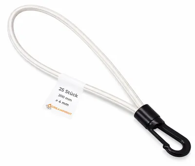 Obrázek produktu pro Dreamprint Expander smyčka 25 kusů 20 cm Ø 4 mm bílá Napínák plachty s mini plastovými háčky
