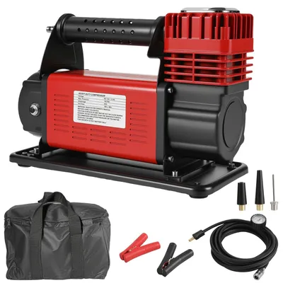 Immagine prodotto di Compressore d'aria portatile da 12V per gonfiaggio pneumatici - Modello 45, monocilindrico - 160 litri/minuto, alta potenza - 150 PSI - automatico - per auto, SUV, moto, biciclette