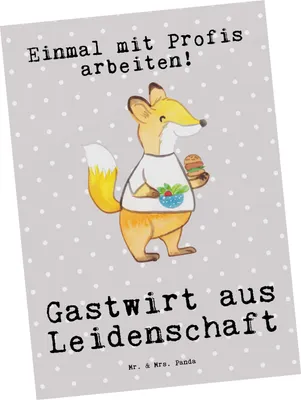 Produktbild von Mr. & Mrs. Panda Postkarte Gastwirt Leidenschaft - Grau Pastell - Geschenk, Bar, Kneipe, Ansichtskarte, Grußkarte, Postkarten, Bartender, Ansichtskarten, Gaststätte