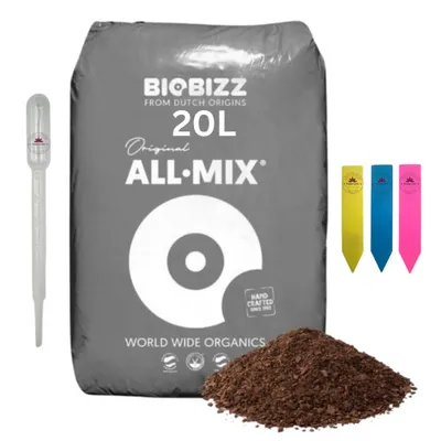 Produktbild von BioBizz All-Mix – vorgedüngteErde 20 Liter – inkl. Pipette & 3 Pflanzenschilder