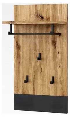 Produktbild von Wandgarderobe Selena, Garderobe mit Haken, Anthrazit/Artisan-Eiche, 44 x 83 cm