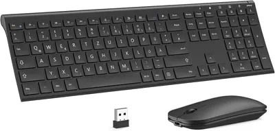 Produktbild von Seenda Kabelloses Tastatur Maus Set, QWERTZ, 2.4G Funktastatur,Schwarz