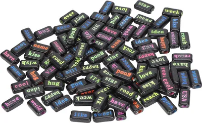 Immagine prodotto di 100 perline alfabetiche in plastica, perforate, colori misti, lettere, rettangolari, accessori di gioielleria