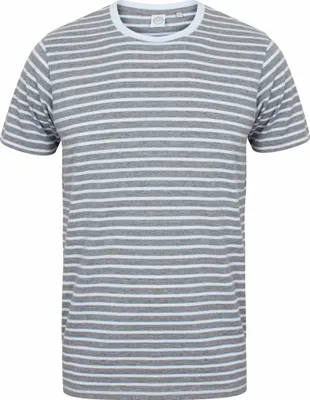 Produktbild von Skinni Fit Uni Kurzarm-T-Shirt mit Streifen RW5499 (2XL) (Grau meliert/Weiß)