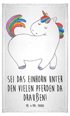 Produktbild von Mr. & Mrs. Panda Handtuch Einhorn Stolzieren - Weiß - Geschenk, Pferd, Klein, Gästehandtuch 30x50, Freundin, Reiten, Kleines, Unicorn, Frotteehandtuch, Einhörner