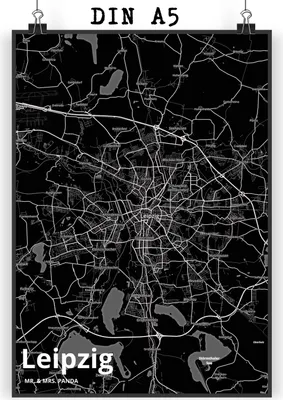 Produktbild von Mr. & Mrs. Panda Bild Leipzig DIN A5 - Geschenk, Stadt Dorf Karte Landkarte Map Stadtplan, Wandbild, Posterdruck, Kunstdruck, drucke, wanddeko