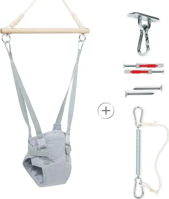 Produktbild von MAMOI® Türhopser baby ab 6 monate Hellgrau, Hopser baby jumper bouncer, Babyschaukel für türrahmen, Schaukel indoor, Türschaukel, Hüpfer, Kinderschaukel, Tür hopper, Babyhopser Swing