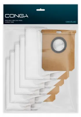 Immagine prodotto di Cecotec Pack da 5 Sacchetti per Base di Svuotamento Automatico del Robot Aspirapolvere Conga 7690 Immortal MAX Home. Ricambio Originale