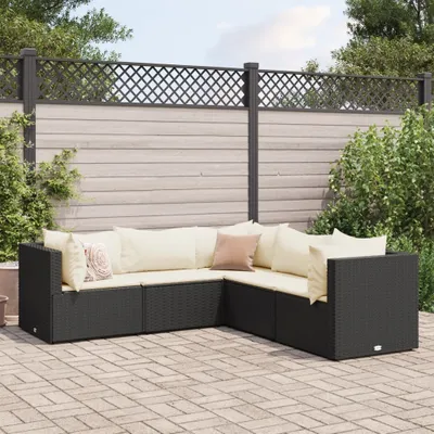 Produktbild von 2024 Gartenmöbel 5-tlg. Garten-Lounge-Set mit Kissen Schwarz Poly Rattan Gartenmöbel-Sets Garden Pleasure 5396210