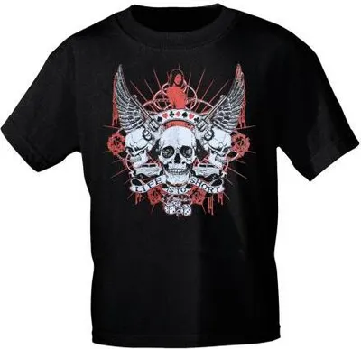 Produktbild von T-Shirt mit Print Totenkopf Skull Life is to short - 10223 schwarz Gr. S-3XL Größe - S