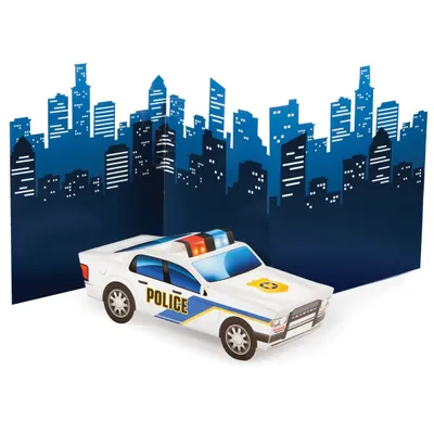 Produktbild von Creative Converting Polizei Party Tischdekoration, Hintergrund 29,8x68,6cm, Auto 11,4x30,5cm