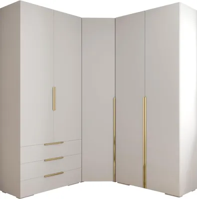 Produktbild von MEBLE KRYSPOL Inova 1 Möbelset Garderobe, 236,7x281,7x47cm - Weiß, Gold