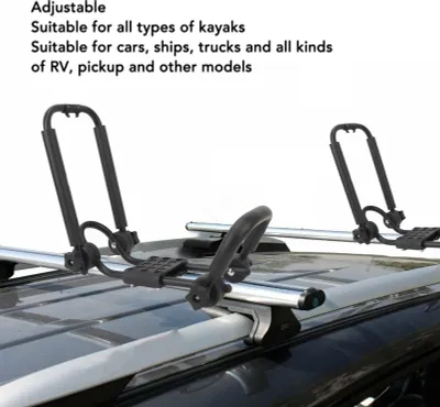 Image de 2 pièces porte-kayak, universel pliable, réglable, canoë, support de toit pour voiture pour bateau, SUV, camion, fourgon